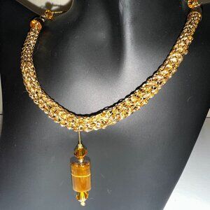 Amber Viking Knit Pendant Necklace